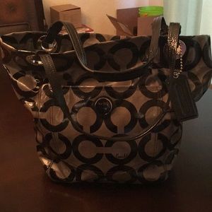 Coach black and grey tote
